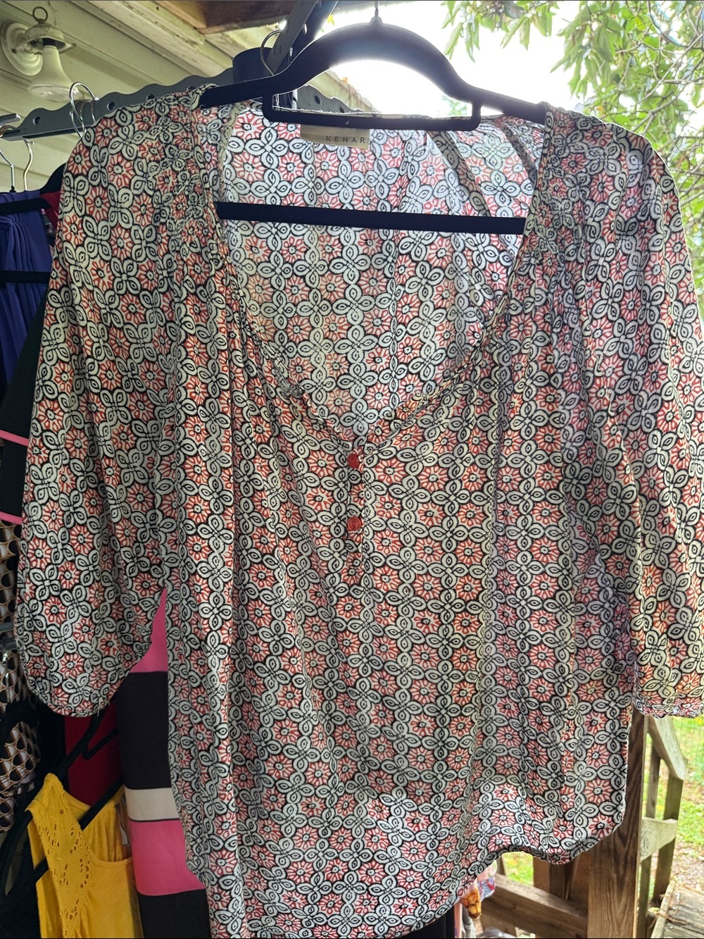 Womens Kanar large Scoop Neck Blouse 3/4 sleeves